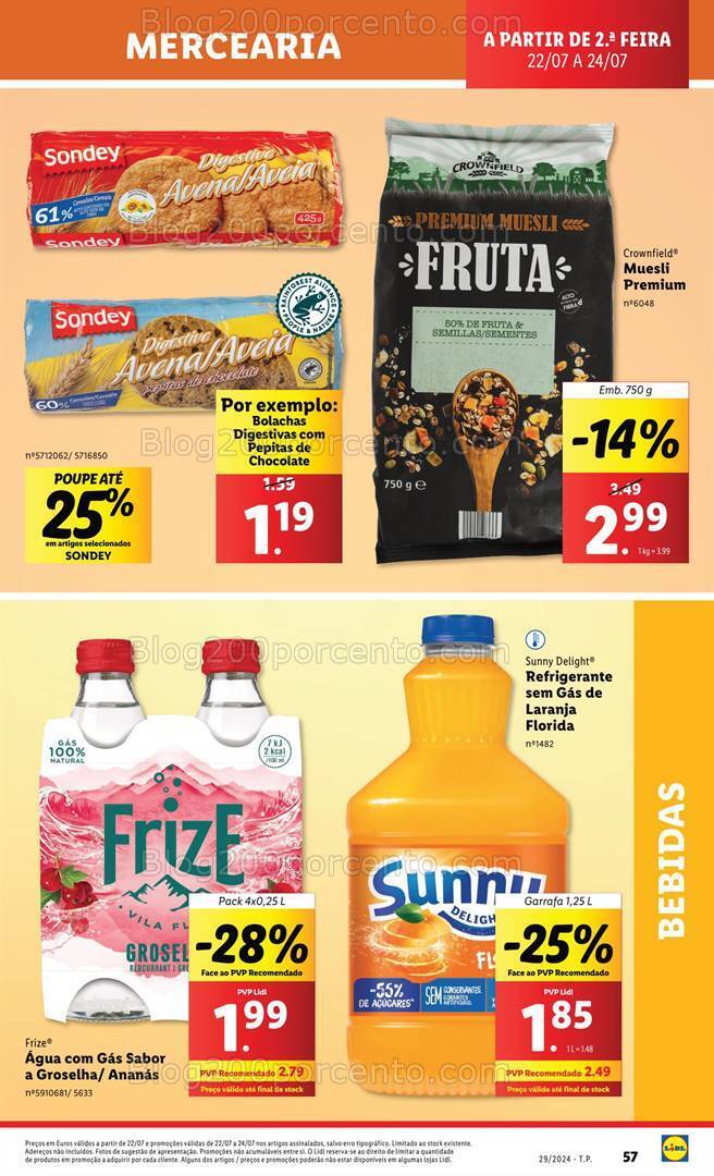 Antevisão Folheto LIDL Supermercado Promoções de 22 a 24 julho