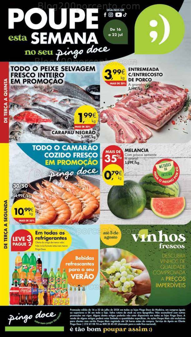 Antevisão Folheto PINGO DOCE Madeira Promoções de 16 a 22 julho