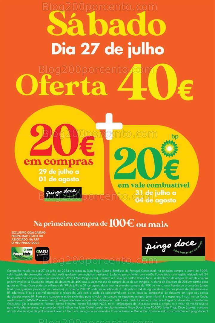 Antevisão Oferta 40€ PINGO DOCE Poupe a Dobrar só 27 julho!