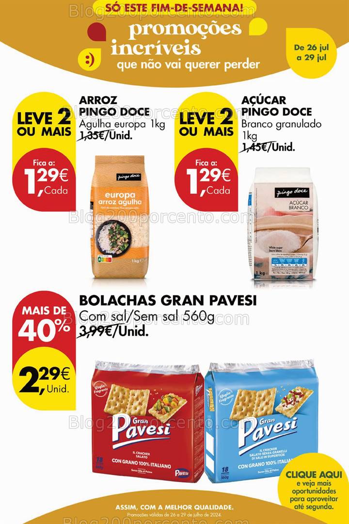 Antevisão Folheto PINGO DOCE  Promoções Fim de Semana - 26 a 29 julho