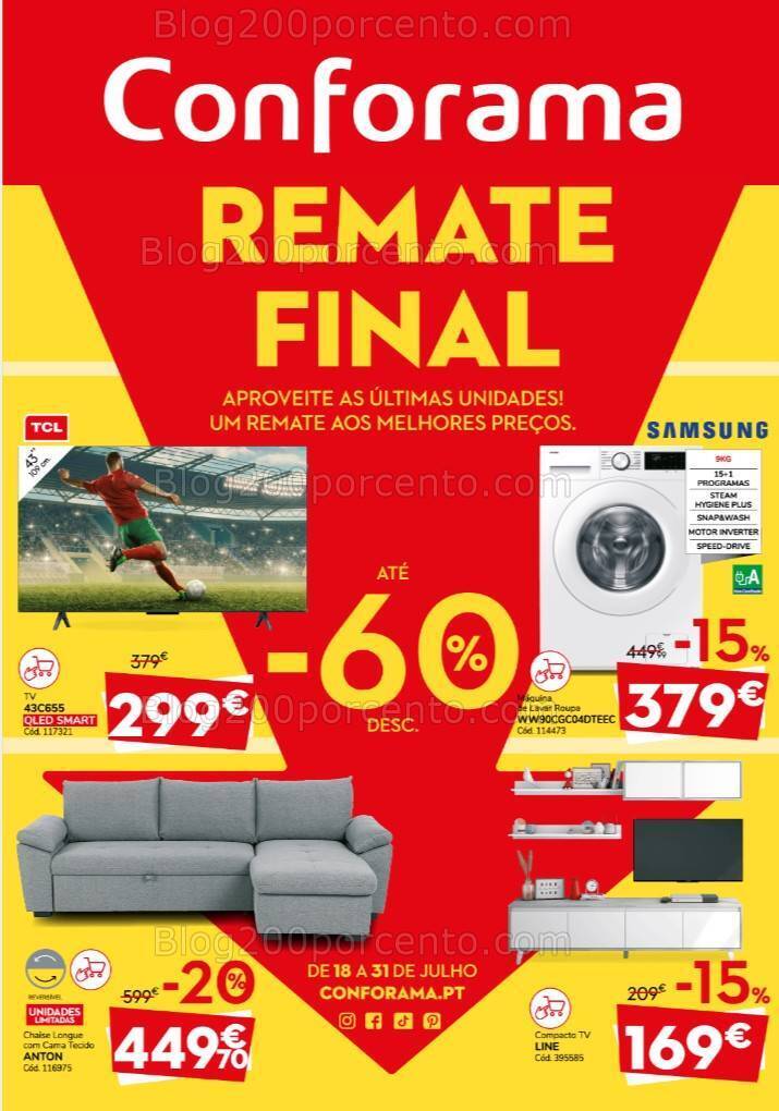 Antevisão Folheto CONFORAMA Remate Final Promoções de 18 a 31 julho