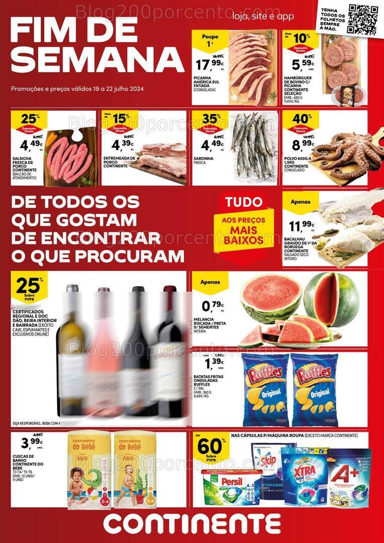 Antevisão Folheto CONTINENTE Promoções Fim de Semana - 19 a 22 julho