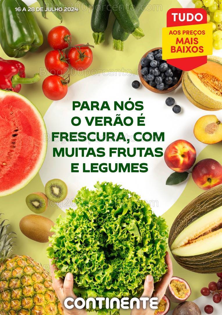 Antevisão Folheto CONTINENTE Especial Frutas e Legumes Promoções de 16 a 28 julho