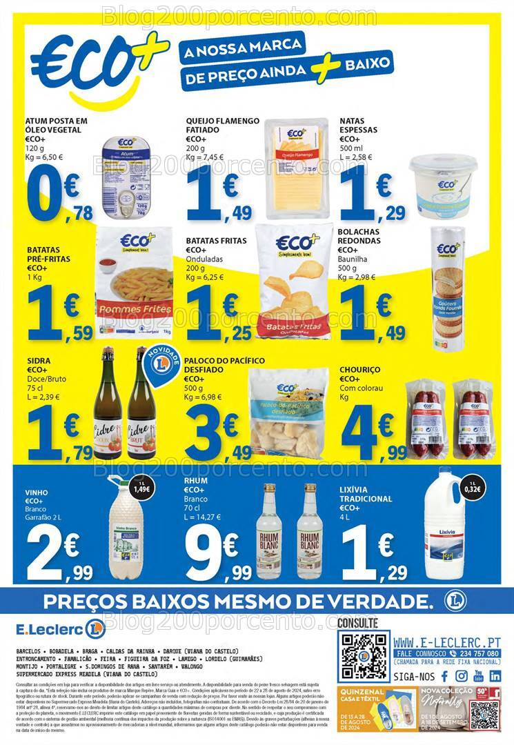 Antevisão Folheto E-LECLERC Marca Própria Promoções de 22 a 28 agosto