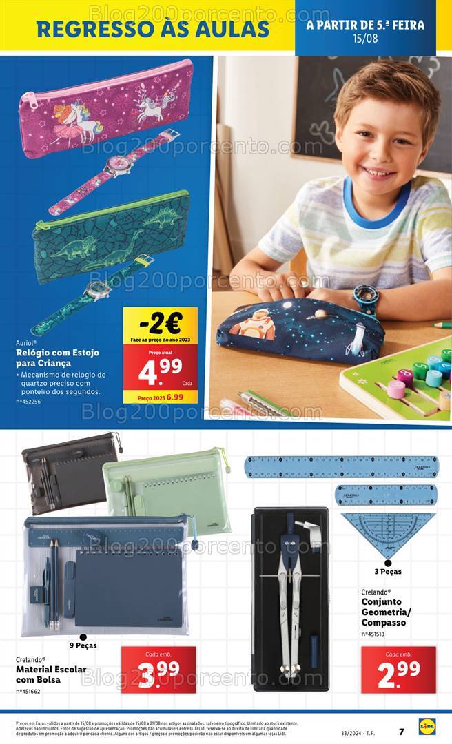 Antevisão Folheto LIDL Regresso às Aulas Promoções de 15 a 21 agosto