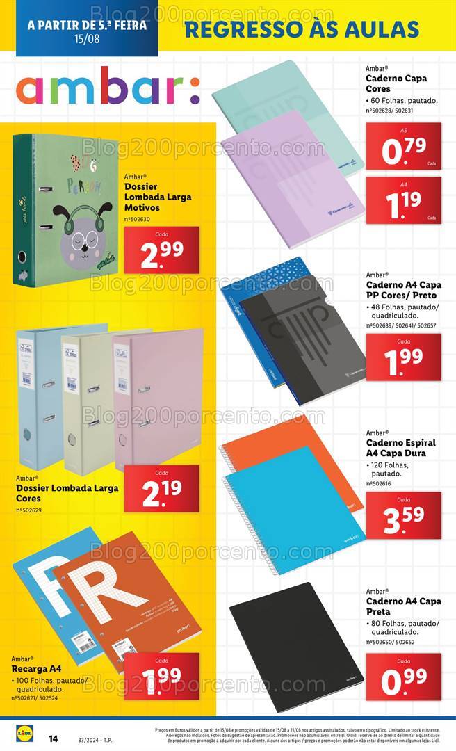 Antevisão Folheto LIDL Regresso às Aulas Promoções de 15 a 21 agosto