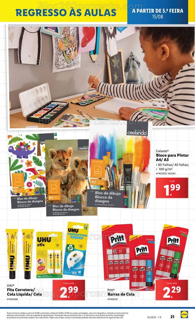 Antevisão Folheto LIDL Regresso às Aulas Promoções de 15 a 21 agosto