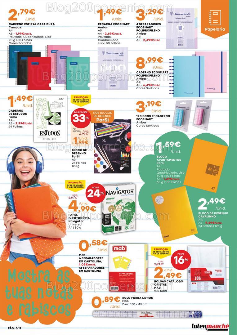 Antevisão Folheto INTERMARCHÉ Promoções Regresso às Aulas - 22 agosto a 15 setembro