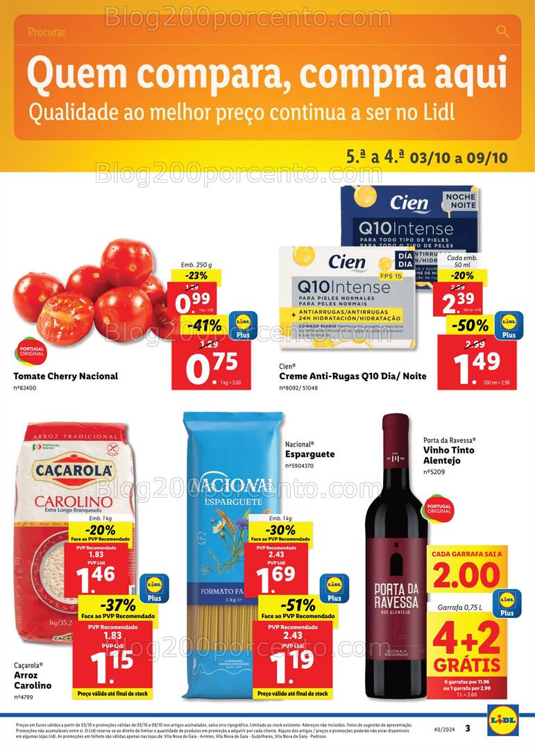 Antevisão Folheto LIDL Extra com 100% desconto Promoções de 3 a 9 outubro