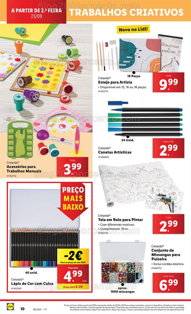 Antevisão Folheto LIDL Bazar Trabalhos Criativos Promoções de 23 a 25 setembro
