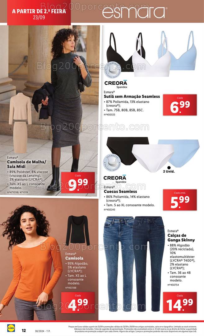 Antevisão Folheto LIDL Moda Esmara Promoções a partir de 23 setembro