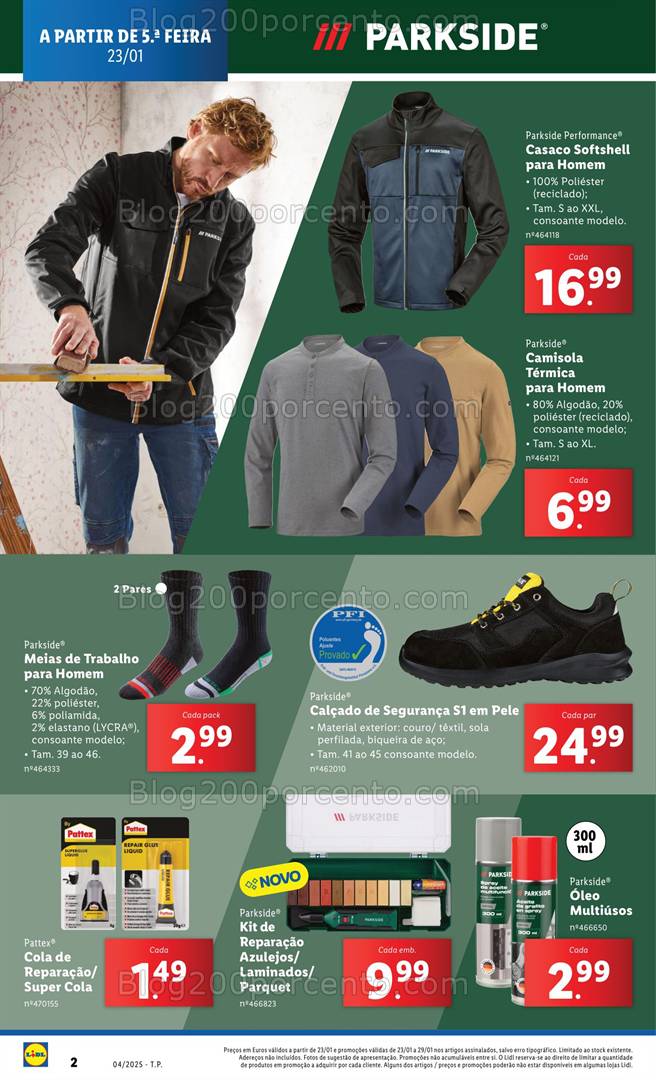Antevisão Folheto LIDL Ferramentas Parkside Promoções a partir de 23 janeiro