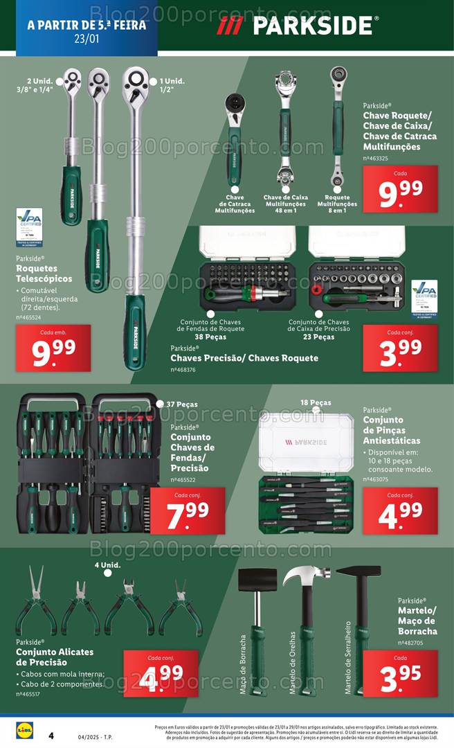 Antevisão Folheto LIDL Ferramentas Parkside Promoções a partir de 23 janeiro