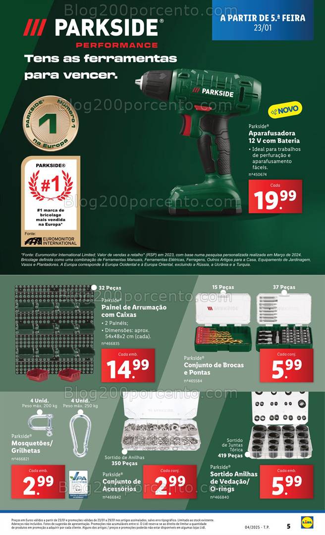 Antevisão Folheto LIDL Ferramentas Parkside Promoções a partir de 23 janeiro