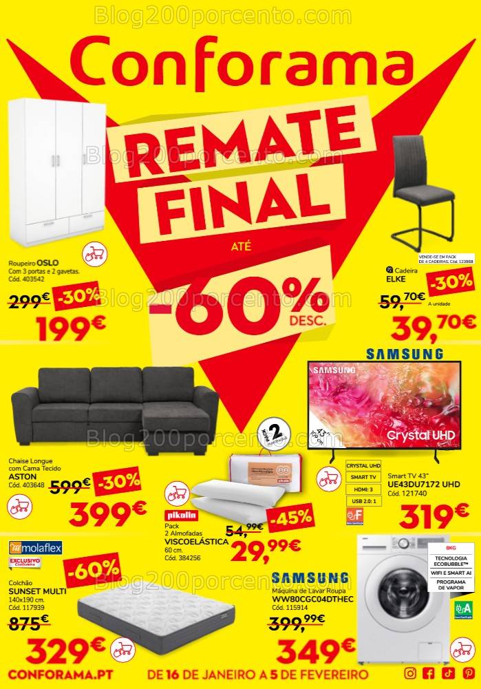 Antevisão Folheto CONFORAMA Remate Final Promoções 16 janeiro a 5 fevereiro