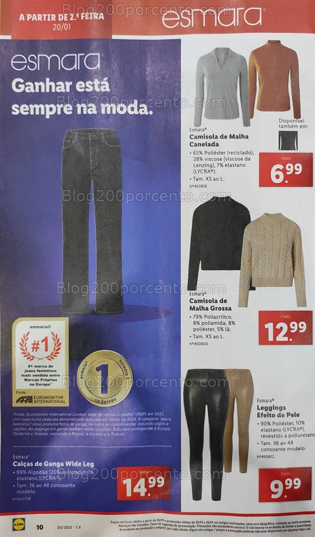 Antevisão Folheto LIDL Moda Esmara Promoções a partir de 20 janeiro