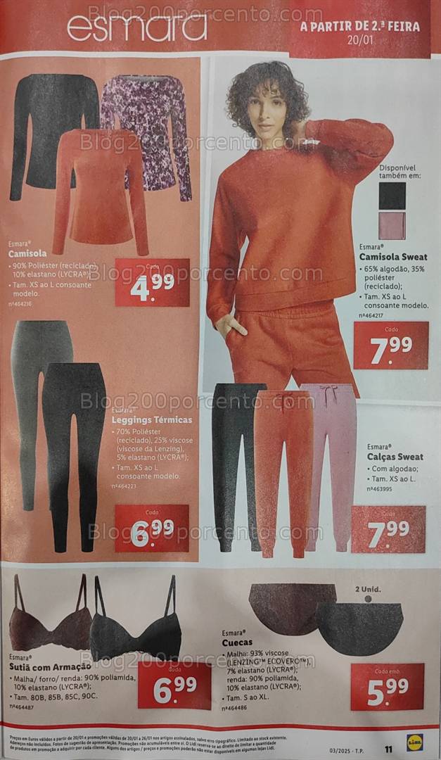 Antevisão Folheto LIDL Moda Esmara Promoções a partir de 20 janeiro