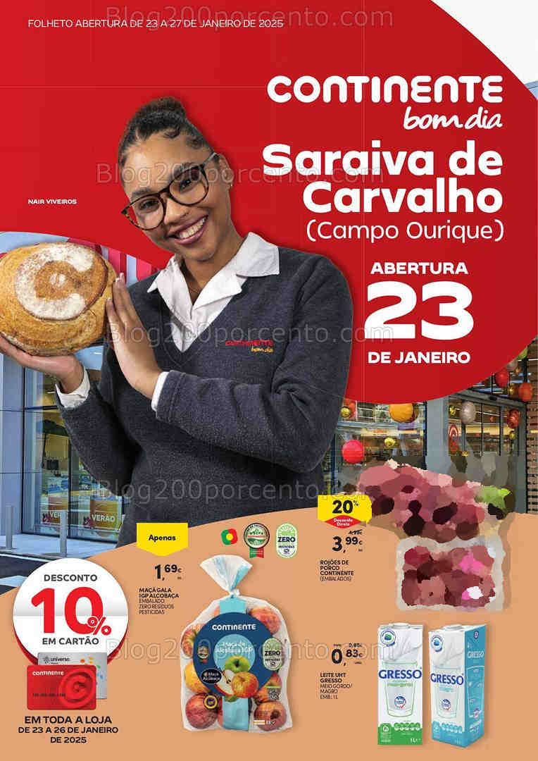 Antevisão Folheto CONTINENTE Aberturas Bom Dia Saraiva de Carvalho - 23 a 27 janeiro