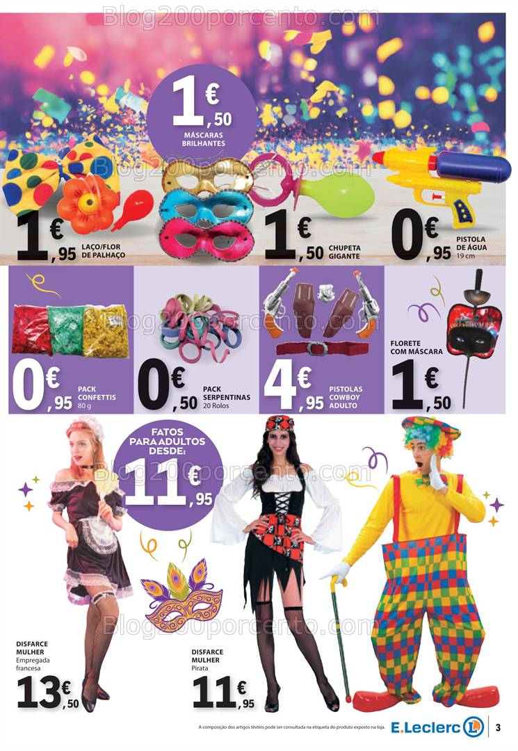 Antevisão Folheto E-LECLERC Carnaval + Bazar Promoções de 13 a 26 fevereiro