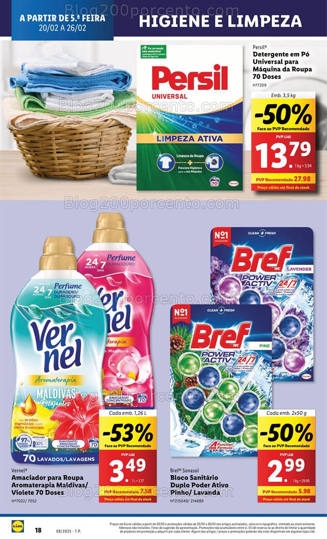 Antevisão Folheto LIDL Higiene e Limpeza Promoções de 20 a 26 fevereiro