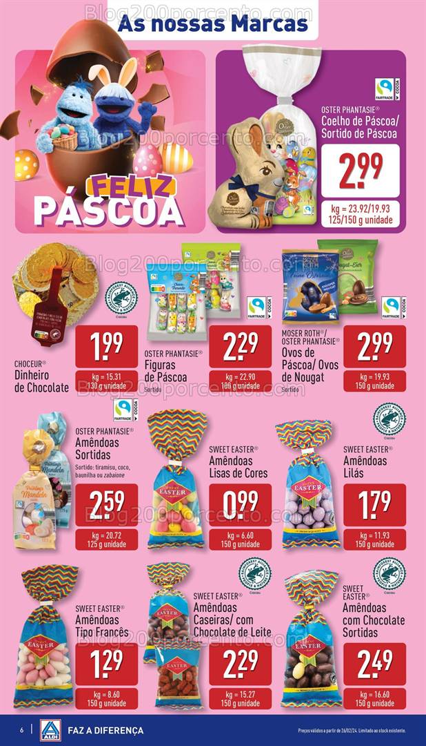 Antevisão Folheto ALDI Páscoa Promoções de 26 fevereiro a 4 março