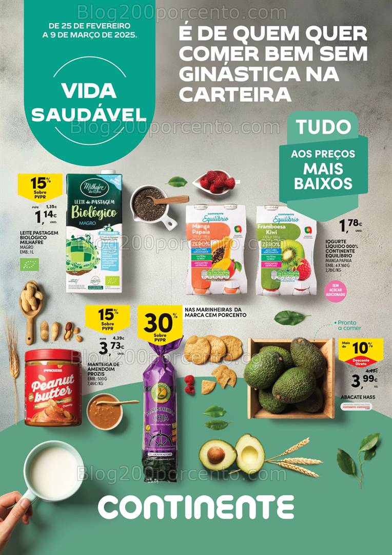 Antevisão Folheto CONTINENTE Vida Saudável Promoções de 25 fevereiro a 9 março