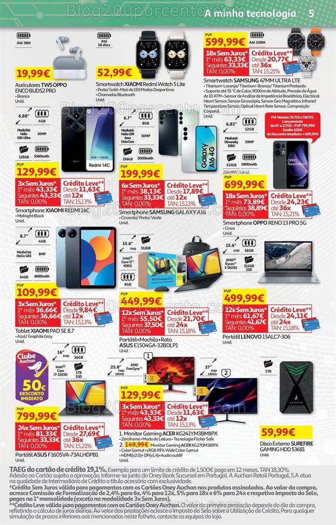 Antevisão Folheto AUCHAN Tecnologia Promoções de 28 fevereiro a 13 março