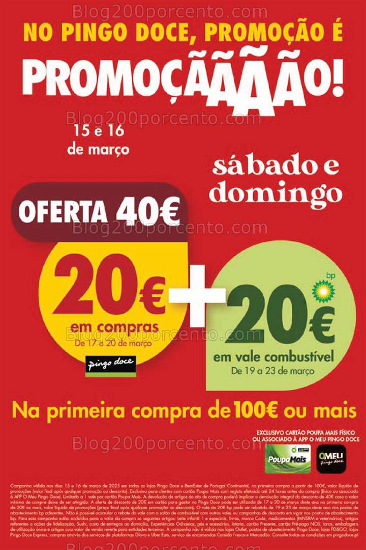 ALERTA - Poupe a Dobrar PINGO DOCE Ganhe 40€ de 15 a 16 março!