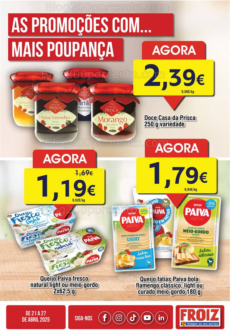 Antevisão Folheto FROIZ Promoções de 21 a 27 abril