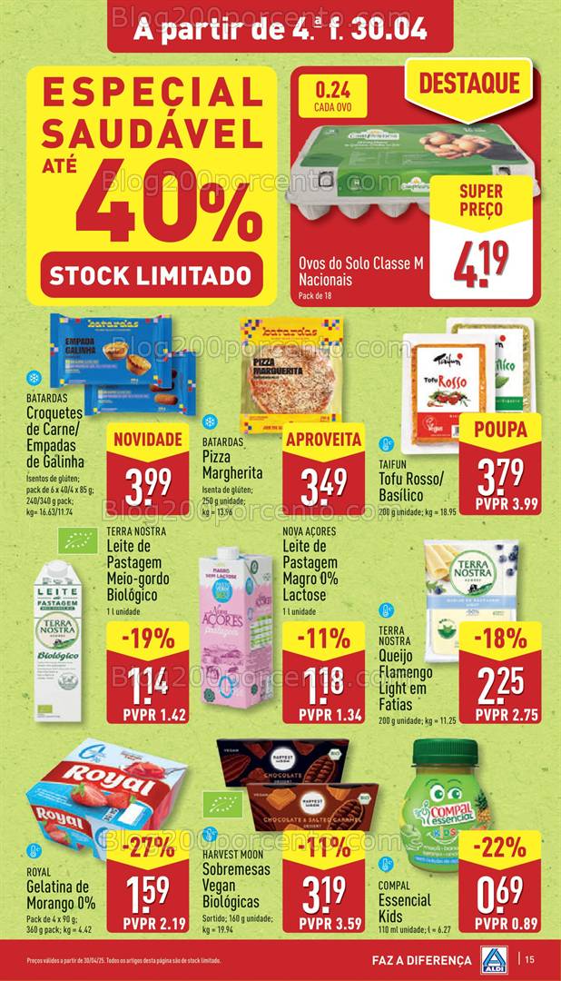Antevisão Folheto ALDI Promoções de 30 abril a 6 maio - Alimentação Saudável
