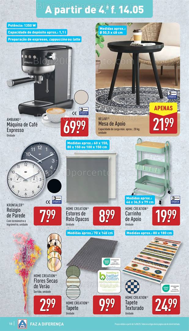 Antevisão Folheto ALDI Promoções de 14 a 20 maio bazar