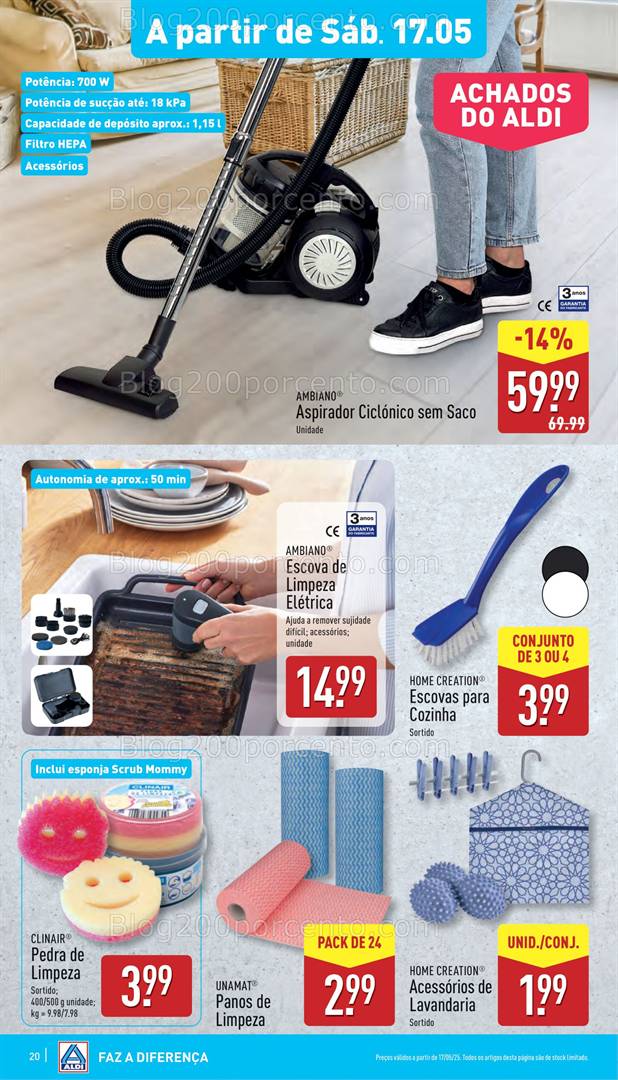 Antevisão Folheto ALDI Achados Promoções de 17 a 20 maio achados