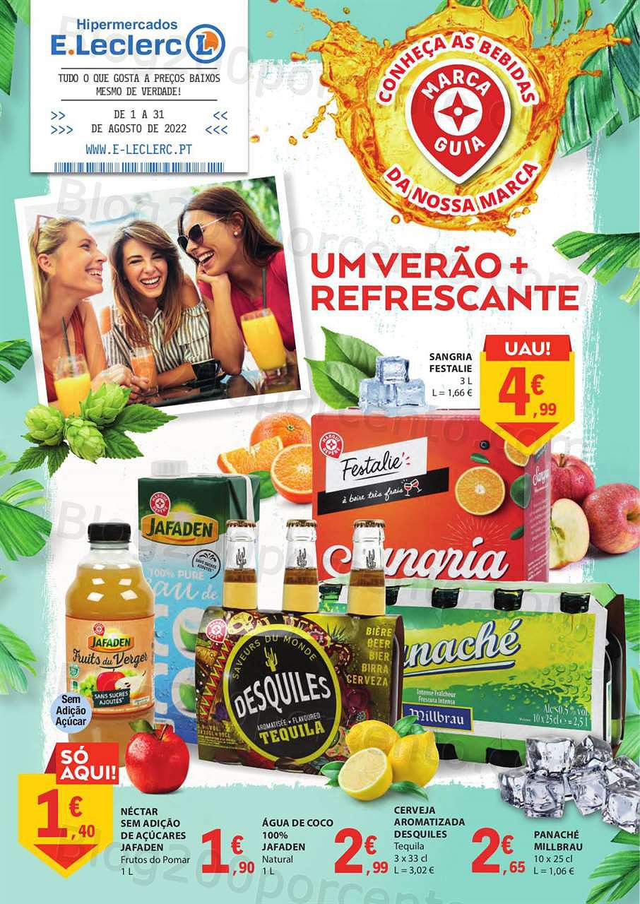 Antevisão Folheto E-LECLERC Bebidas de Verão Promoções de 1 agosto a 31 agosto
