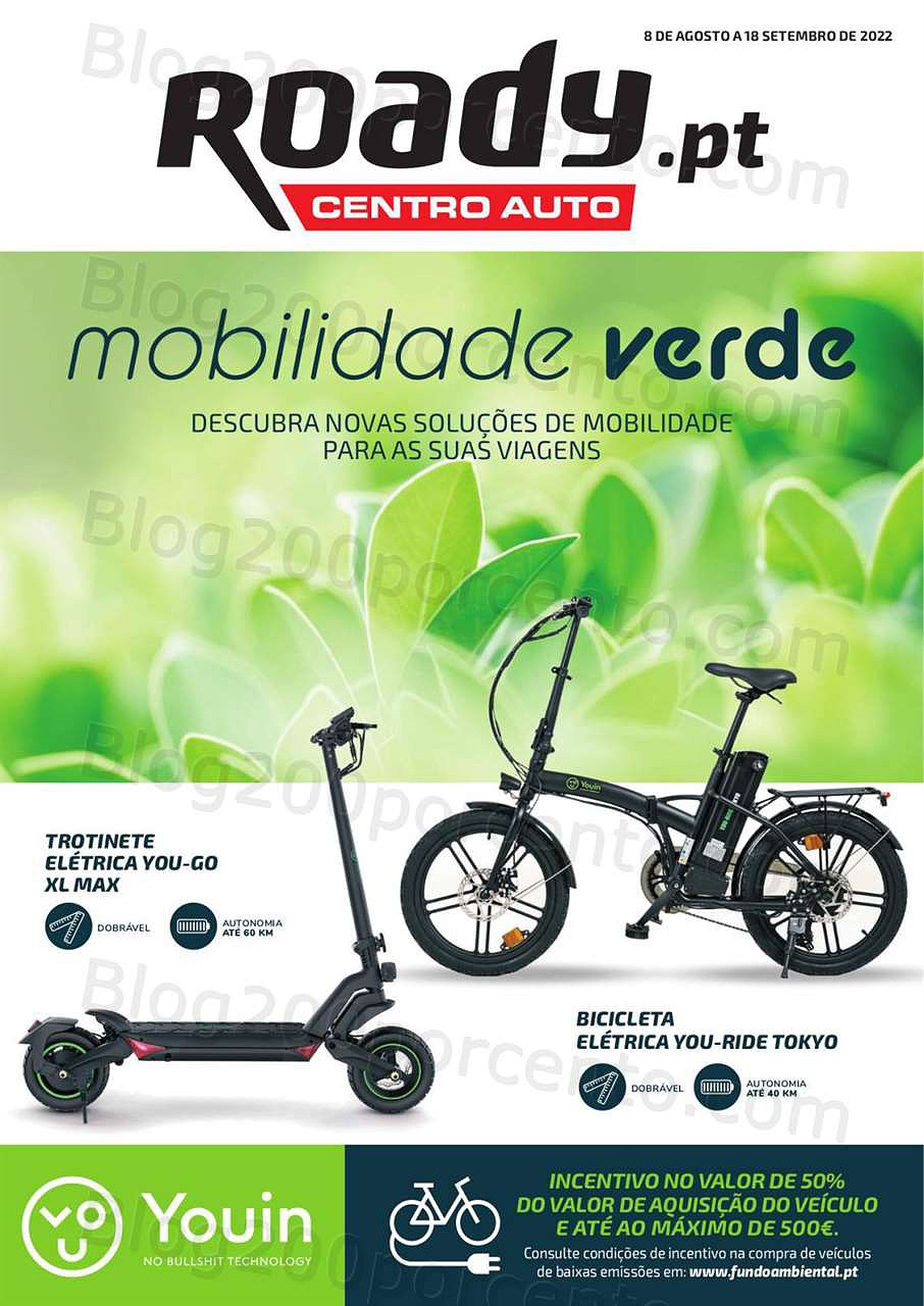 Antevisão Folheto ROADY Mobilidade Verde Promoções de 8 agosto a 18 setembro