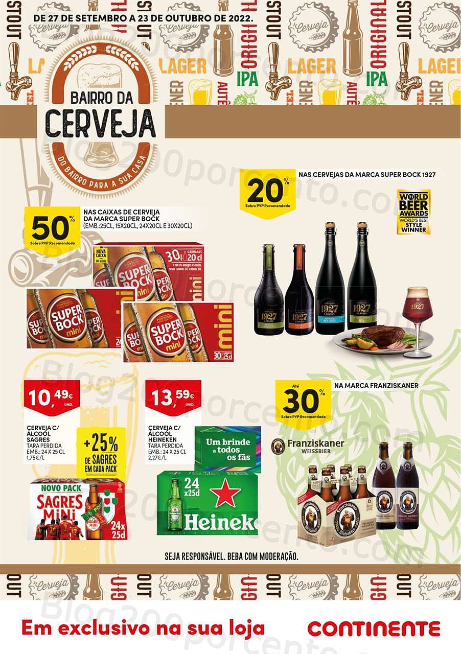Antevisão Folheto CONTINENTE Especial Cervejas Promoções de 27 setembro a 23 outubro